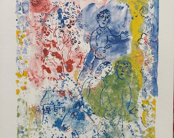 マルク・シャガール「花束を持った恋人たち」 - オリジナルリトグラフ