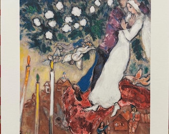 マルク・シャガール「花束を持った恋人たち」 - オリジナルリトグラフ