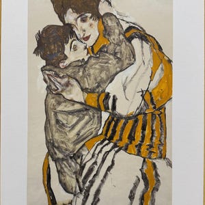 Egon Schiele „Schieles Frau mit ihrem kleinen Neffen“ Lithographie, Limitierte Auflage, Signiert & Nummeriert