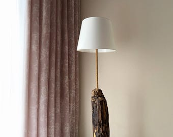 Oak Log Floor Lamp | Rustic Farmhouse Lighting, Handmade