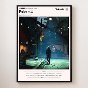 Fallout 4 Poster – Post-Apocalyptic Video Game Wall Art Print, Bethesda RPG Decor, Neon Noir Gamer Gift, Retro Future Gaming Room Poster