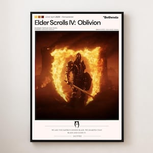 Elder Scrolls IV: Oblivion Poster – RPG Fantasy Wall Art – Oblivion Gate Print – Gamer Decor – Video Game Poster – Aesthetic Gaming Gift