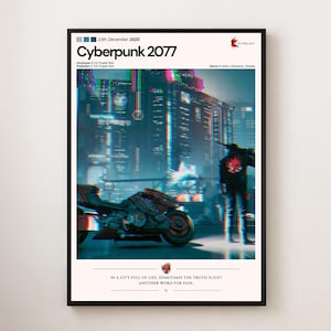 Cyberpunk 2077 Poster | Futuristische Wandkunst | Night City Gaming-Druck | Gamer Raum Dekor | Cyberpunk Kunst | A4-A3-A2 | Sci-Fi Geschenk