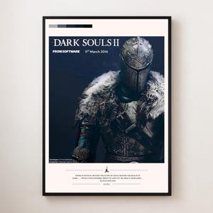 Dark Souls II Poster – Japanese Style Video Game Wall Art – Dark Fantasy Gamer Gift – Fire & Sword Print – FromSoftware Decor