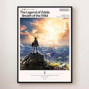Zelda Breath of the Wild Poster – Minimalist Video Game Wall Art Print, Link Artwork, Nintendo Gamer Gift, Aesthetic Gaming Decor