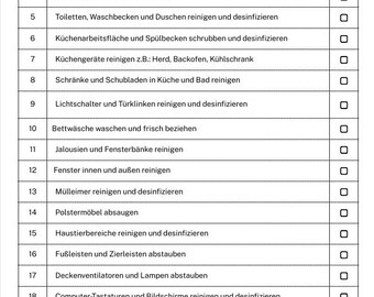 Lista di controllo per la pulizia