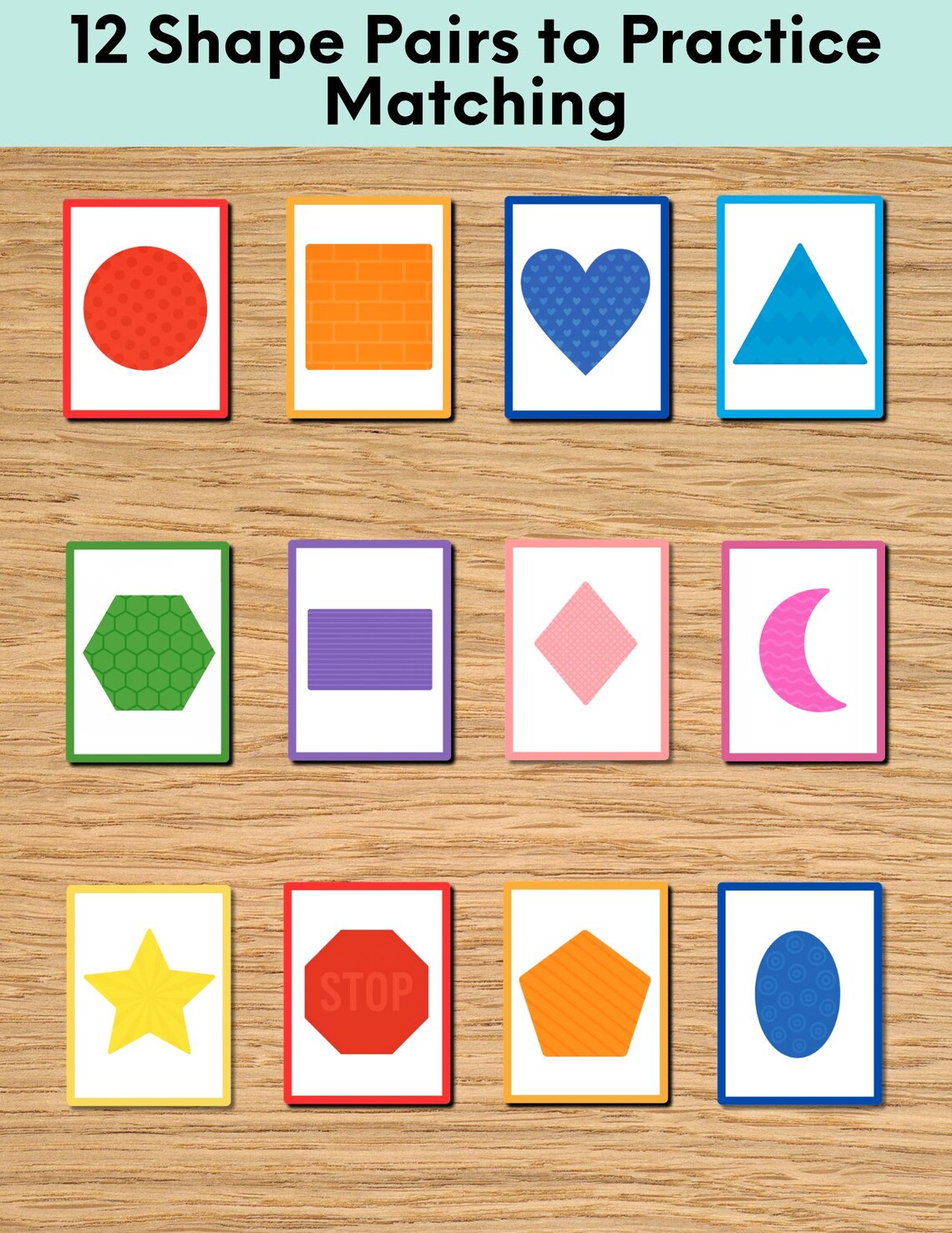 Shape Matching Game: 24 Printable Shape Cards for Kids (PDF) - Etsy