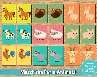 Zoo Animal Matching Memory Game | Preschool Learning Cards - Etsy