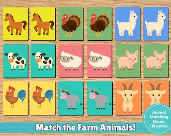 Gioco di memoria con animali da fattoria / Schede didattiche per la scuola materna