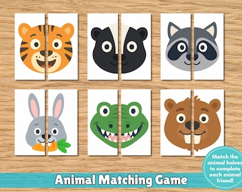 Animal Matching Game | Toddler Preschool Match Activity (Digital Download)