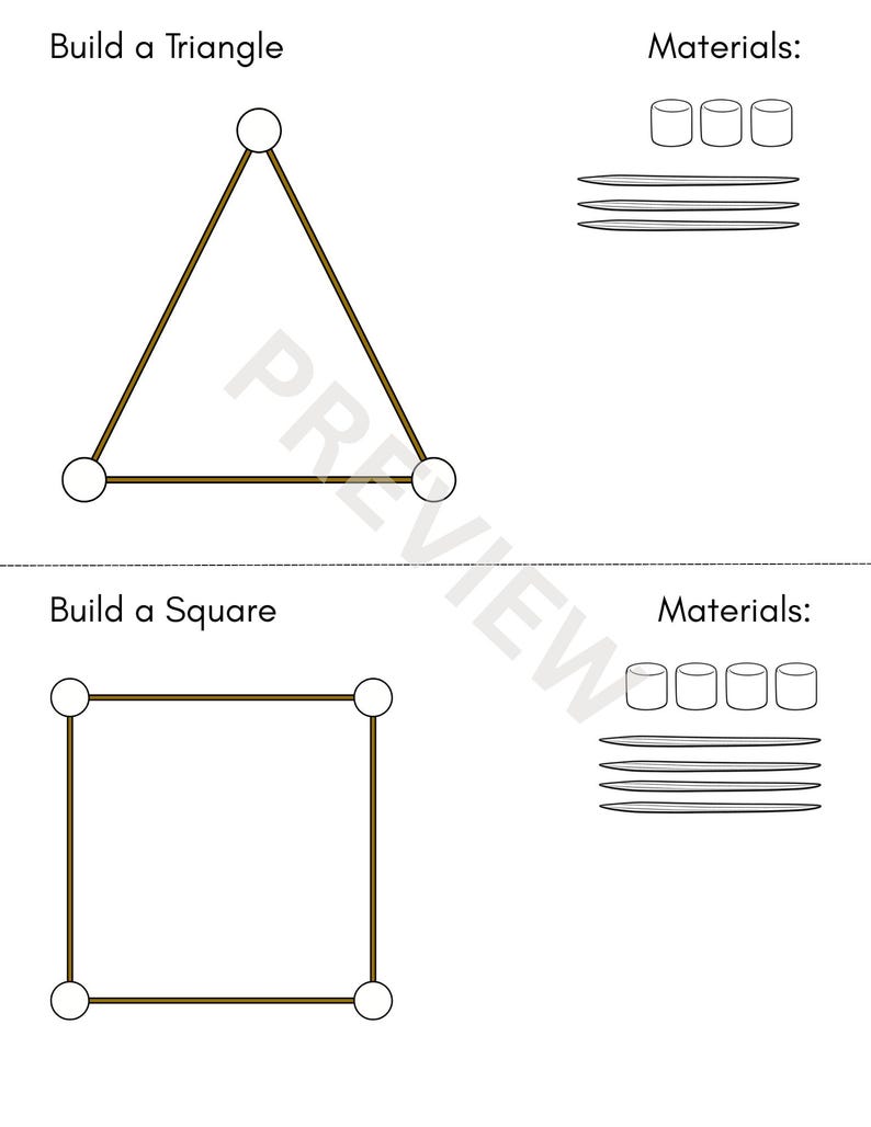 Biuda Triangle STEM Shape Building Activity, Marshmallow Spaghetti Challenge, Shape ...