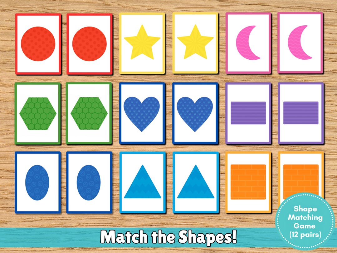 Shape Matching Game: 24 Printable Shape Cards for Kids (PDF) - Etsy