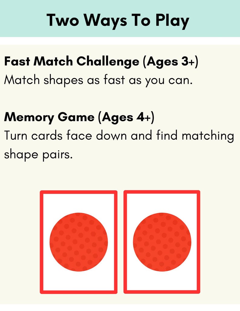 Shape Matching Game: 24 Printable Shape Cards for Kids (PDF) - Etsy