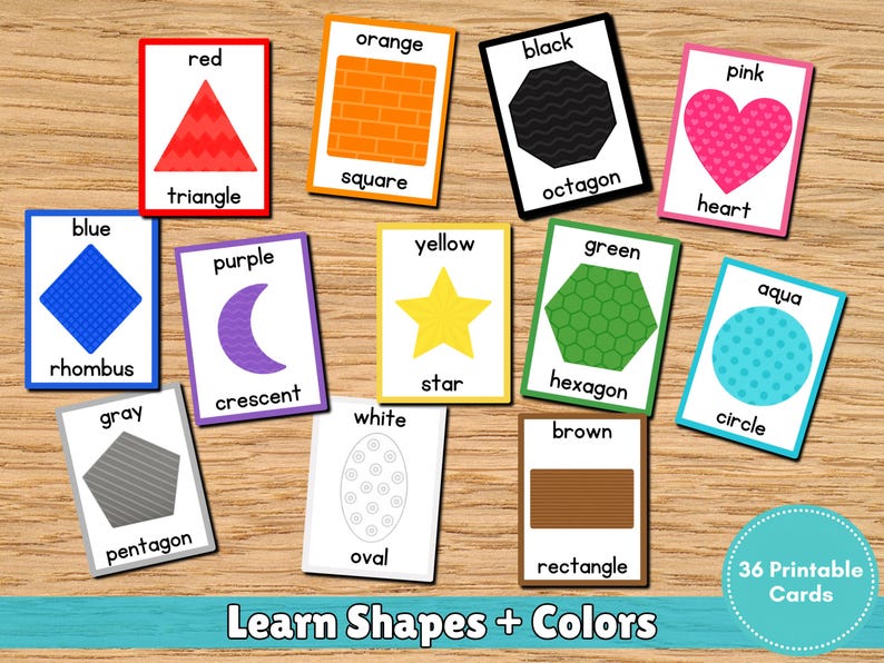 Shape & Color Flashcards for Kids | Printable Preschool Learning Cards ...