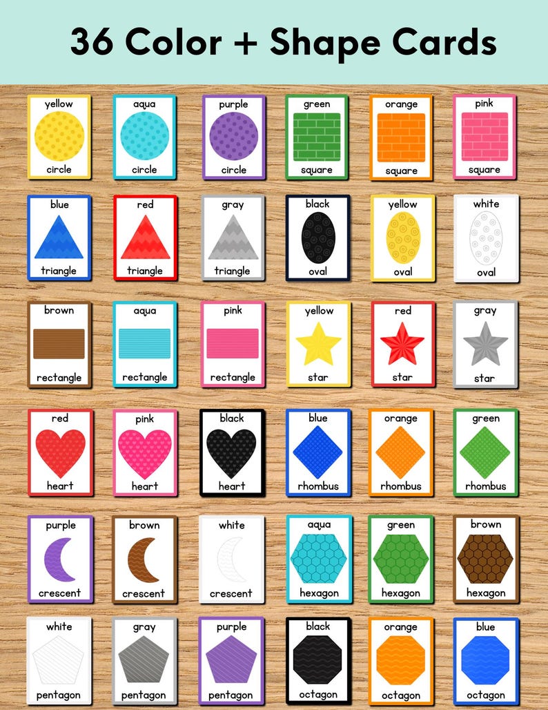 Shape & Color Flashcards for Kids | Printable Preschool Learning Cards ...
