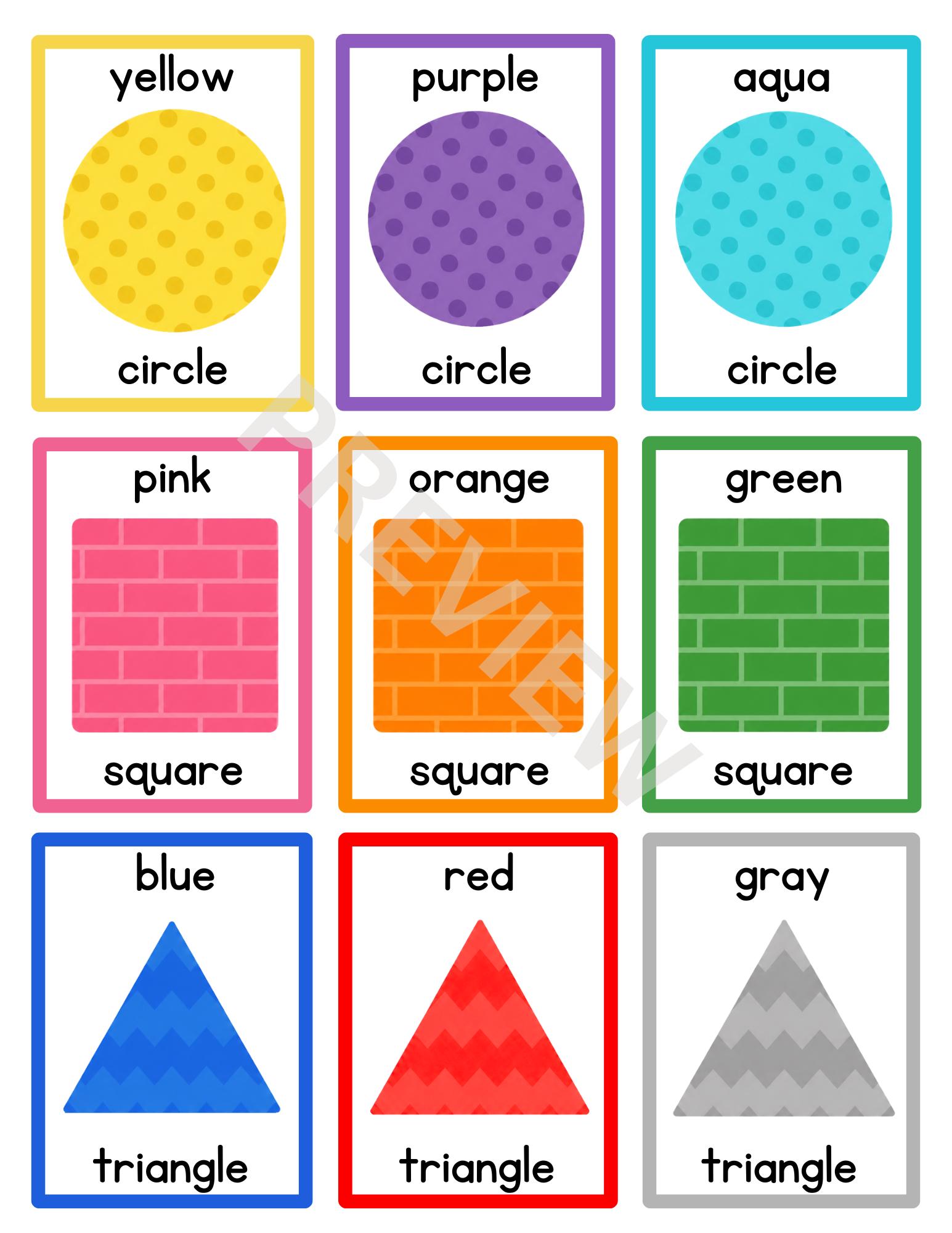 Shape & Color Flashcards for Kids | Printable Preschool Learning Cards ...