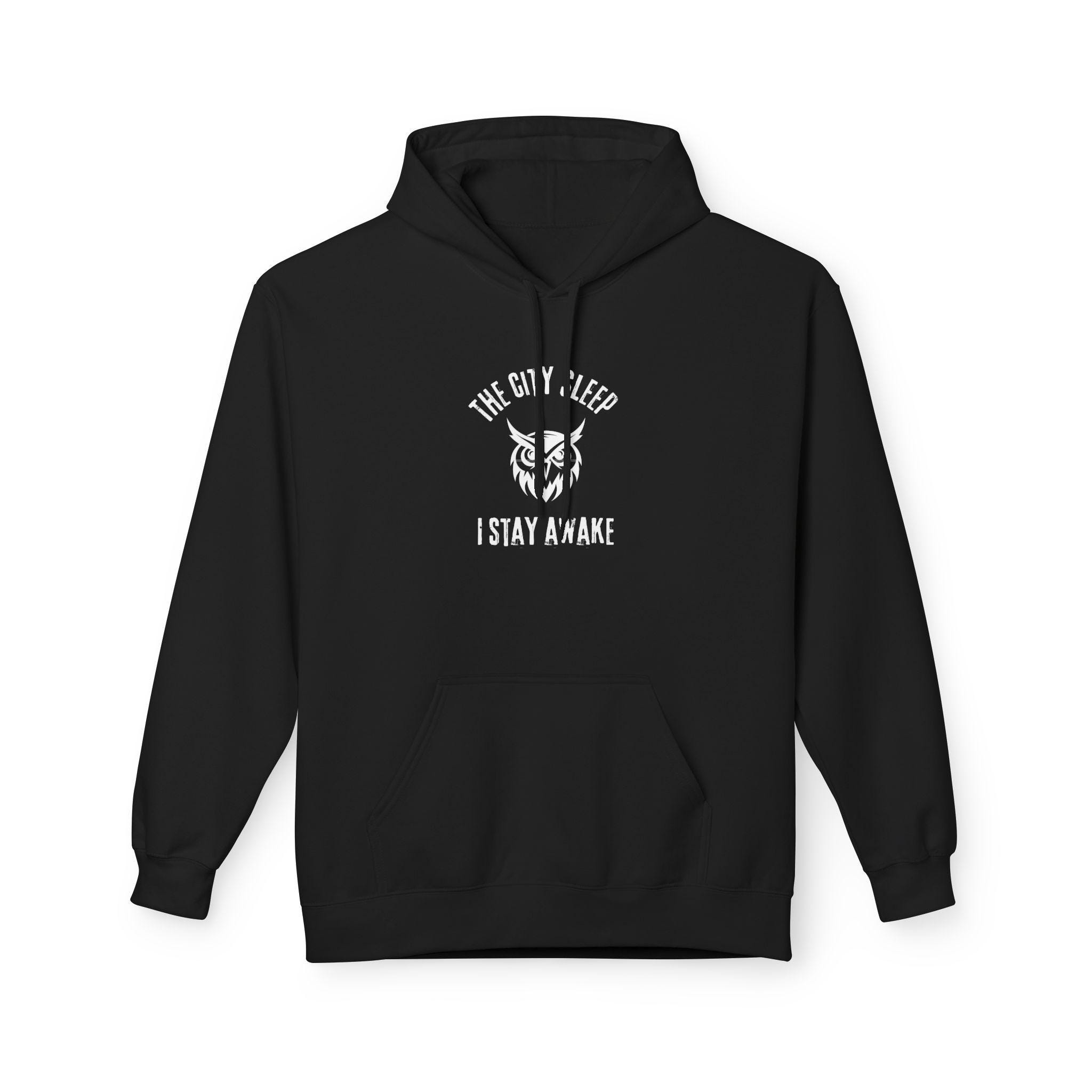 City Sleep Owl Hoodie, Unisex Fleece Hoodie for Night Owls, Cozy Sweatshirt for Nightlife Lovers, Pe