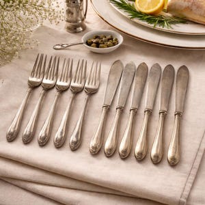 Vintage Walker & Hall EPNS Fish Knife and Fork Set, Edwardian Design