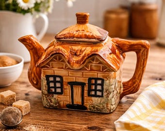 Vintage Cottageware Teekanne, handbemaltes englisches Cottage Design
