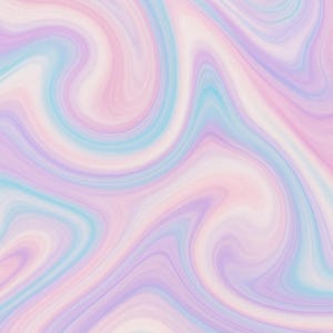 May include: Abstract digital art with a swirling pattern of pastel colours. The design features flowing lines of pink, blue, and purple, creating a dreamy, marbled effect. The artwork has a soft, textured appearance.