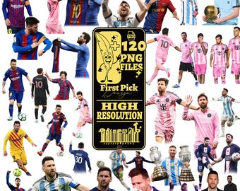 Messi PNG Clipart: Football Stickers, Argentina, FCB, PSG, Inter Miami (122 Files Digital Download)