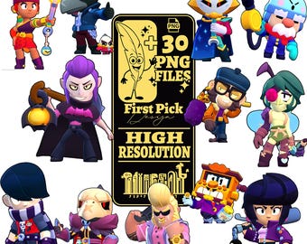 Brawl PNGs, B-Stars party stickers, icons, clipart, printables, cake decorations (digital download)