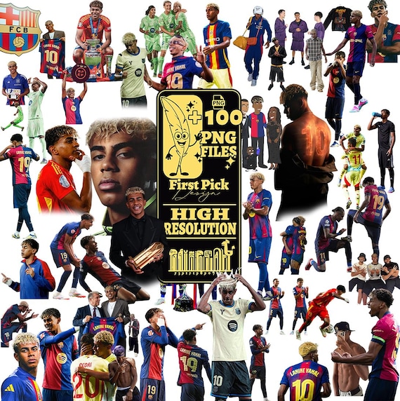 Lamine Yamal PNG Collection: FC Barcelona Stickers (102 Files Digital Download)