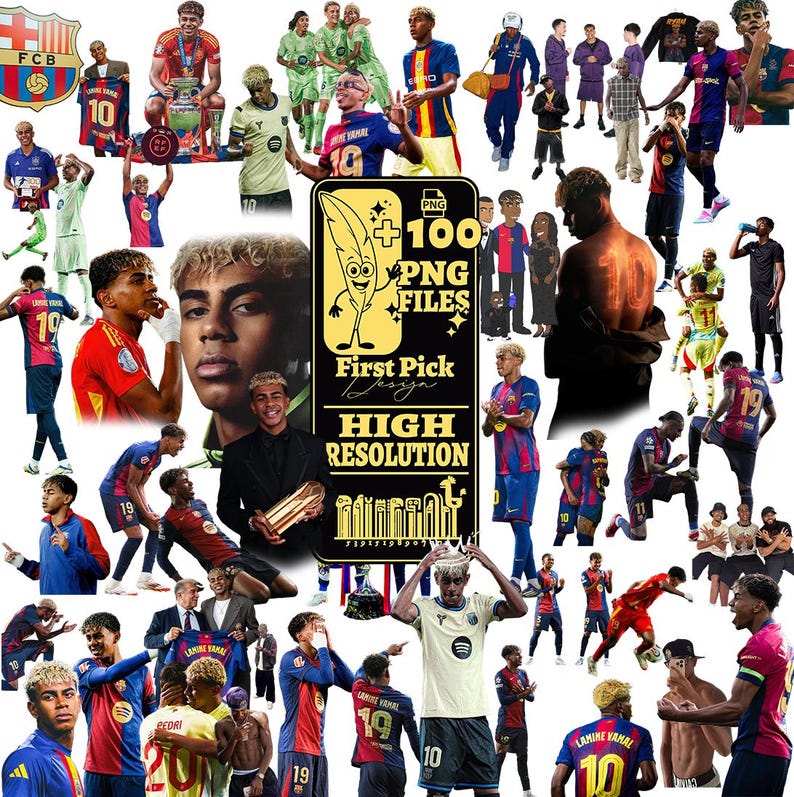 Lamine Yamal PNG Sammlung: FC Barcelona Aufkleber (102 Dateien Digitaler Download) Bild 1