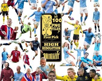 Erling Haaland PNG Collection: Football Player Stickers (100 Files Digital Download)