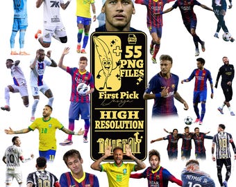 Neymar Jr PNG Clipart: 55 Football Designs, Stickers (Digital Download)