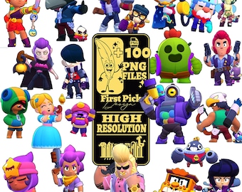Brawl PNGs, B-Stars party stickers, icons, clipart, printables, cake decorations (digital download)
