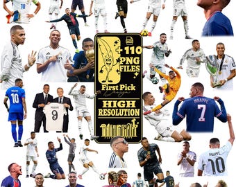 Kylian Mbappé PNG Clipart Bundle: Football Art for Stickers (112 Digital Files)