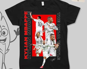 Mbappe Real Madrid PNG: Vintage Football T-Shirt Design (Digital Download)