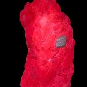 92 Gram Gorgeous Natural Rare Afghanite Crystal On Red Fluorescent Calcite Specimen _ Afghanistan