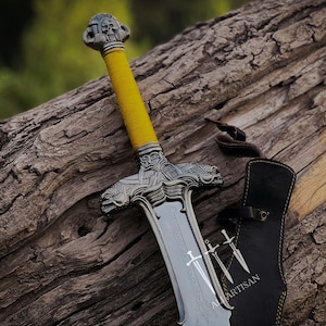 Handmade Conan Atlantean Sword Replica: Etched Stainless Steel Blade