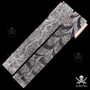 Barra de palanquilla con patrón de pluma Sanke de acero de Damasco hecha a mano: para la fabricación de cuchillos
