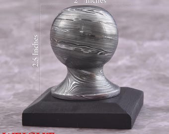 Damascus Steel Desk Paperweight: Handmade Viking Style Office Decor