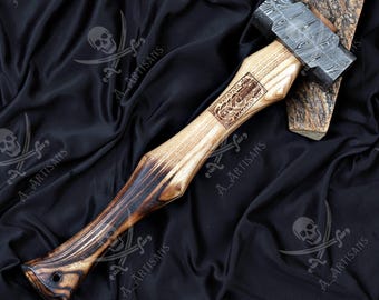 Damascus Steel Hammer | Fantasy Blacksmith Hammer | Hand Forged Artisan Tool | Viking Style Gift for Him