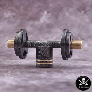Handmade Damascus Steel Dumbbell: Collectible Fitness Art
