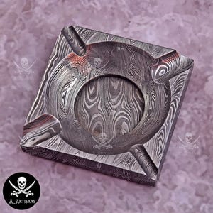 Handmade Damascus Ashtray Ash Collector Accessories Cigar Ash Tray Unique Steel Pipe Multi colour Cigarette Pipe Ashtray Personalized Gift image 3