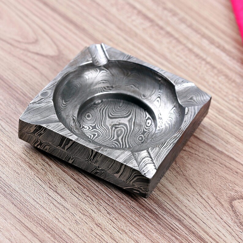 Handmade Damascus Ashtray Ash Collector Accessories Cigar Ash Tray Unique Steel Pipe Multi colour Cigarette Pipe Ashtray Personalized Gift image 10
