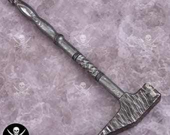 Hand-Forged Damascus Steel Hammer, Blacksmith Tool with Twist Pattern