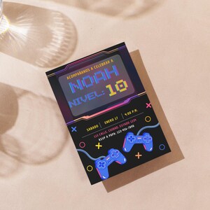 Video Game Birthday Party Editable Invitation | Gamer Party Digital Canva Template | Level Up Invite | Instant Download