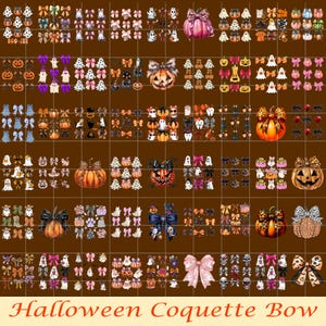 50+ Halloween Coquette Bow Png, Horror Halloween Png, Pumpkin Coquette Bow Png, Halloween Png, Retro Halloween Png, Spooky Season Png