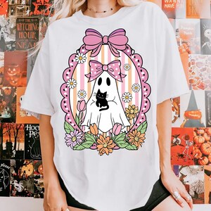 Retro Halloween Cat Ghost Png, Girly Halloween Png, Fall Png, Halloween Png, Spooky Season Png, Pumpkin Halloween, Spooky Mama png