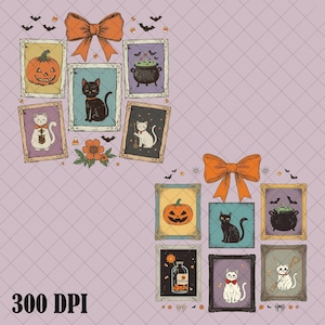 Retro Halloween Cat Ghost Png, Girly Halloween Png, Fall Png, Halloween Png, Spooky Season Png, Pumpkin Halloween, Spooky Mama png