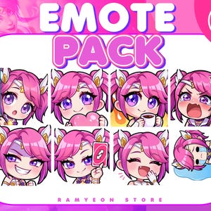 Lux Star Guardian League of Legends Twitch Emotes & Badges Pack | Cute Chibi VTuber Emote | Kick |Emotes | Anime Emote | Stream PNG | Assets