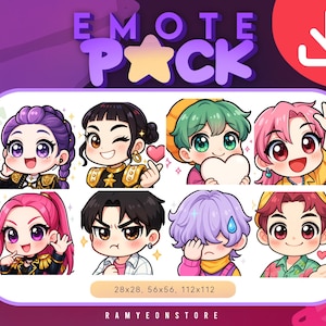NEW Kpop Demon Hunters Main Characters Pack 8 | Cute Chibi VTuber Emote | Kick Twitch | Emotes | Anime Emote | Stream PNG | Stream Assets