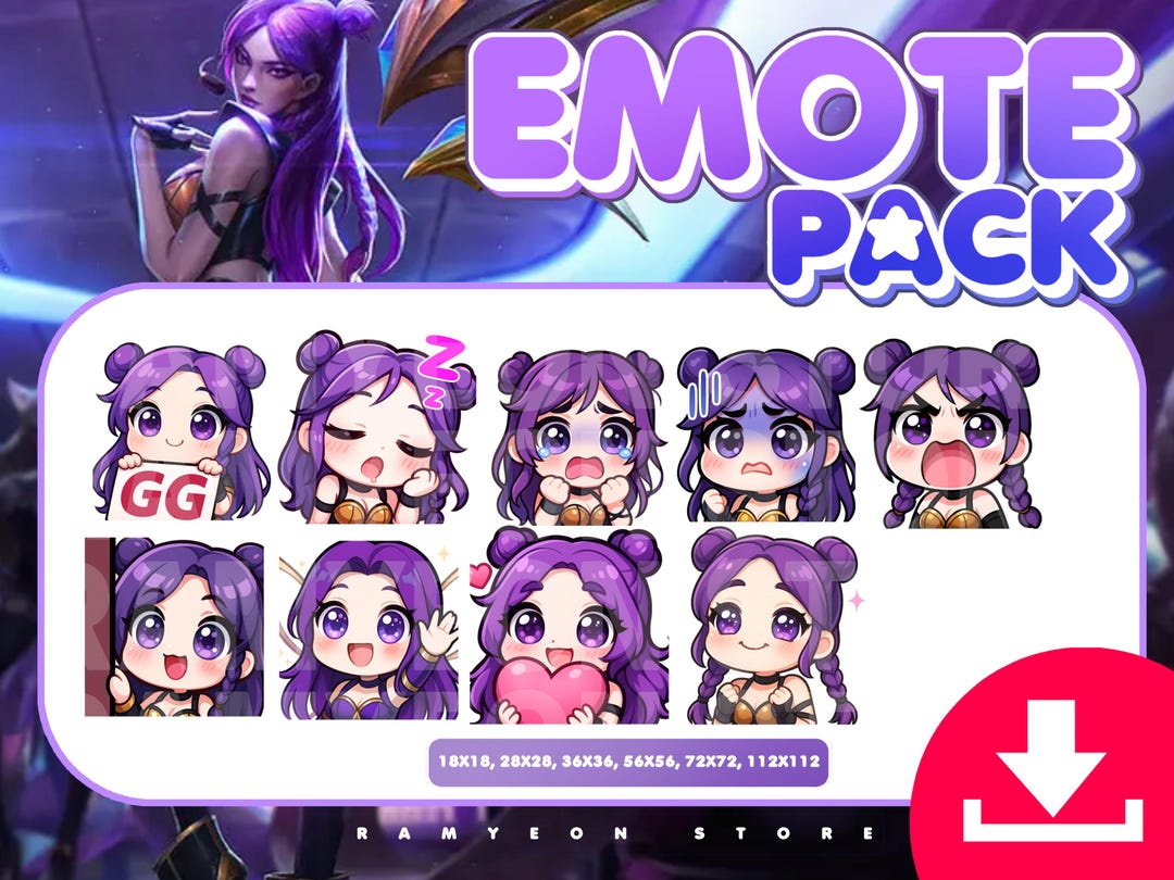 Kai’sa K/DA League of Legends Twitch Emotes & Badges Pack | Cute Chibi ...