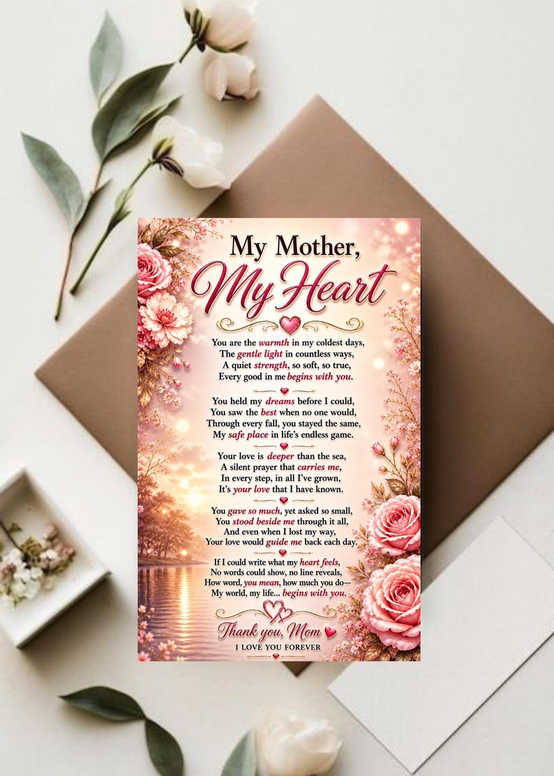  Poem for Mom, Mother's Day Wall Art, Greeting Card (digital Download 